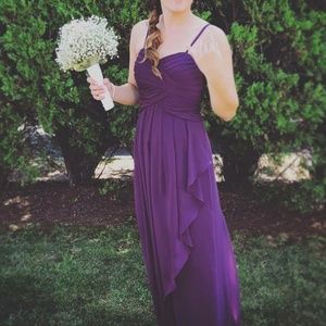 David's Bridal, purple floor-length bridesmaid